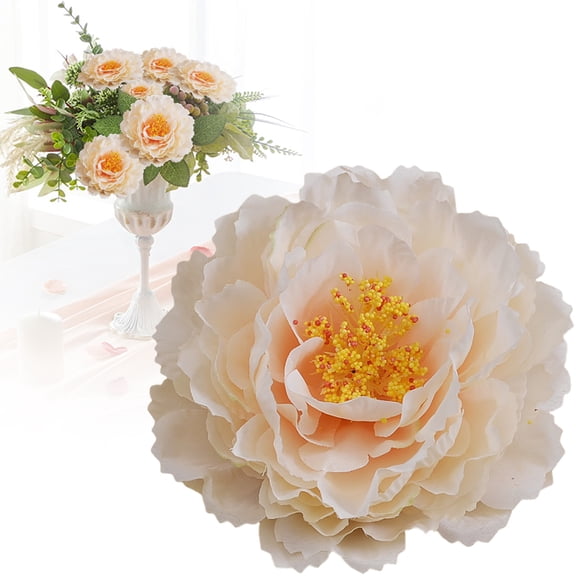 1 Pack 5'' Champagne Silk Peony Flower Heads, Peonies Artificial Flowers for Floral Arrangement DIY Craft Bridal Bouquets Wreath Garland, Fake Peonies Flower Heads for Wedding Decorations Home Decor