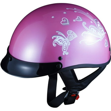 GLX DOT Women's Butterfly Half Motorcycle Helmet, Pink, XS - Walmart.com