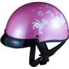 GLX DOT Women's Butterfly Half Motorcycle Helmet, Pink, XS
