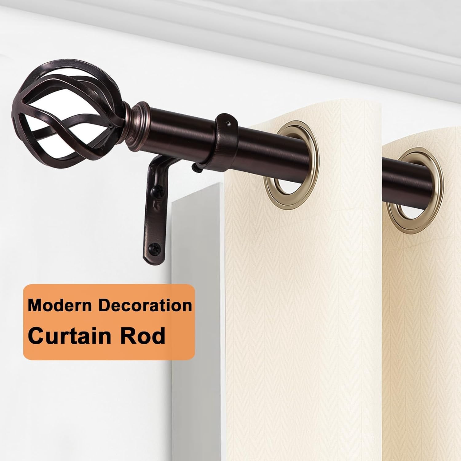 AllWays Plaza Curtain Rods 18 to 45 Inches, 1 Inch Modern Drapery Rods, Adjustable Heavy Duty Curtain Rod, with Twisted Cage Finial for Home & Office (18"-45"Dark Red)