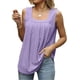 thumbnail image 4 of AIMITAG Camiseta sin mangas con cuello cuadrado y volantes para mujer, camiseta sin mangas a rayas, camisa informal holgada sin mangas de verano, 4 of 5