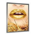 thumbnail image 2 of Designart 'Close-Up Of Golden Female Lips I' Modern Framed Art Print, 2 of 4