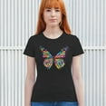 thumbnail image 3 of Tee Hunt Colorful Neon Butterfly T-Shirt Dean Russo Beautiful Nature Women's T-Shirt Tee, 3 of 5