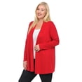 thumbnail image 2 of Pastel by Vivienne Women's Long Sleeve Jersey Plus Size Cardigan Red XX-Large, 2 of 3