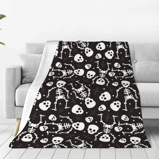 Balery Skeleton Manta de Felpa Suave y Acogedora – Cobija de Franela Aterciopelada para Cama, Lavable y Cálida para Sofá, Mascotas, Transpirable-60"x50"