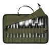 Bolsa de cubiertos para acampar Juego de cubiertos de Picnic de acero inoxidable bolsa de cubiertos para acampar organizador de cubiertos para acampar duradero incluye tenedores cucharas palillos JShteea El nuevo