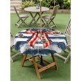thumbnail image 4 of Outdoor Tablecloth with Umbrella Hole for Patio/Picnic/Party/Camping, Thin Navy Lines Waterproof Table Cloth Round Cover Washable, Patriotic Bow Vintage Distressed Striped (Dia 60"), 4 of 9