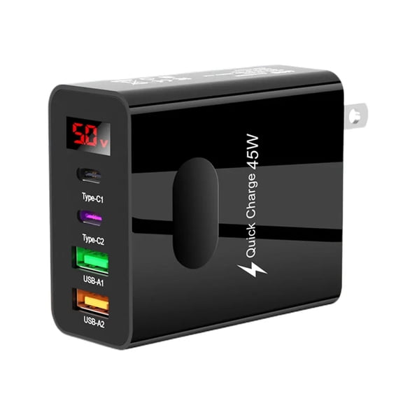 TNOBHG Multi-port Wall Charger Phone Charging Adapter Type-c Usb 4 Ports Fast Charging 45w Power Output with Digital Display Us Plug Charger 45w Power Output