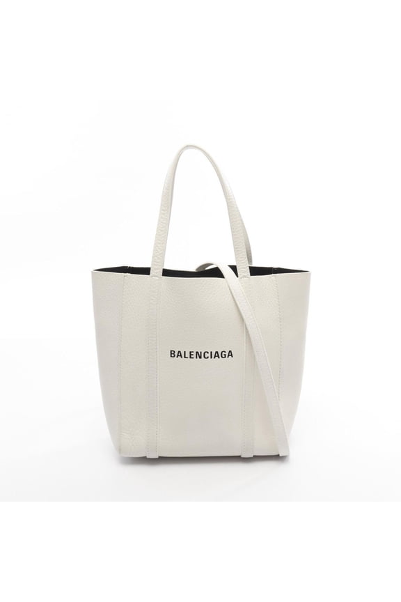 Pre-Owned Balenciaga EVERYDAY XXS Tote Bag, Leather, Women's, White, 551815 (Good)