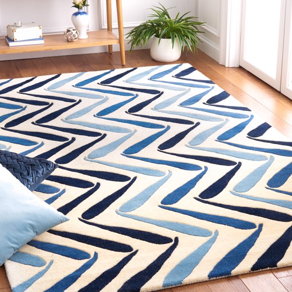 Safavieh Soho Jaimie Geometric Area Rug, Ivory/Blue, 6' x 6' Square