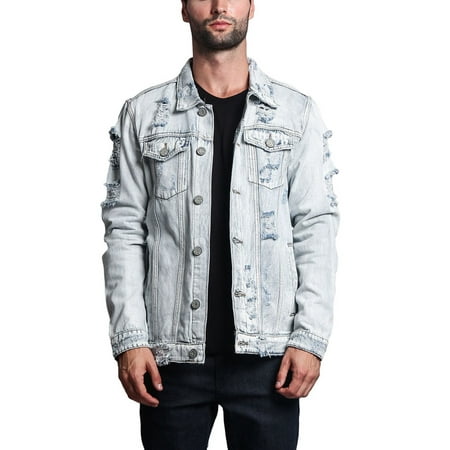 Victorious Distressed Denim Jacket DK100 - LIGHT INDIGO - Medium