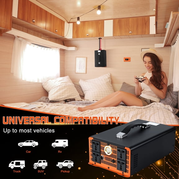 Yedigre 3000W Pure Sine Wave Power Inverter – with Remote & LCD, for RV, Truck, Home & Off-Grid Use