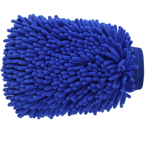 Guantes de limpieza de chenilla de 2 piezas, guantes de lavado de autos de microfibra Limpieza del hogar, puño elástico antideslizante para limpieza de cocinas y autos azul seco / húmedo Adepaton Limpieza y Botes de Basura