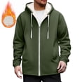 thumbnail image 2 of Men Hoodies Zip Up Sherpa Lined Sweatshirts Heavyweight Thick Warm Fleece Winter Jacket Thermal Coats With Pockets, 2 of 8