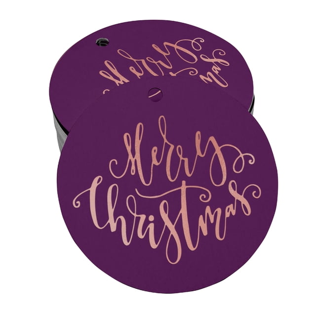 Inkdotpot Merry Christmas Bottle Tag Real Rose Gold Foil Favor Hang Tags 100 Pack