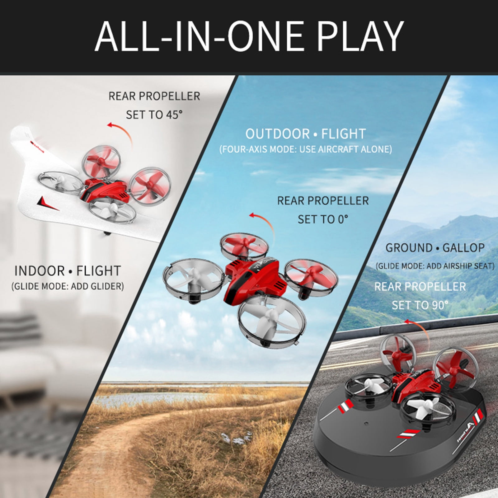 Model aircraft,Air Remote Model Aircraft Speed Adjustable Remote Diy Land And Remote Land Airplane Land 3in1 Remote Land Speed And Air Plane Resistant Diy Land Boat 3-in-1 With