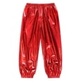 thumbnail image 7 of Hansber Kids Boys Girls Jazz Hip Hop Dance Outfit Shiny Metallic Long Sleeve Performance T-Shirt and Pants Set Red 150, 7 of 7
