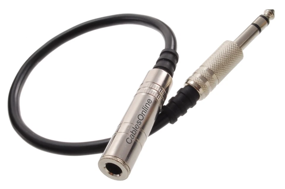 1Ft Premium 1/4 Inch 6.3Mm Trs Female To Male Stereo Short Audio Extension Cable