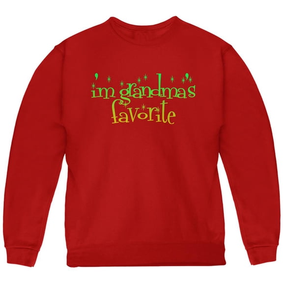 Christmas I'm Grandma's Favorite Youth Sweatshirt Red YXL