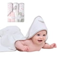 thumbnail image 3 of Viviland Baby Towels and Baby Wash Cloths Set Hooded Baby Towels Baby Wipes Absorbent Bath Face Towels Burp Cloths or Face Towels for Girl Boy 6-Pack Size 28 x 28 Inch(Elephant Flower), 3 of 8