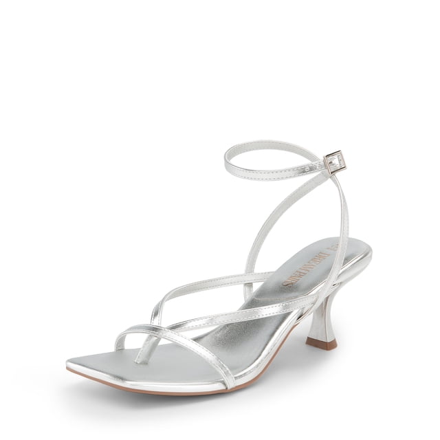 Sandalia DREAM PAIRS SDHS2405W Plata con taco kitten de 6.5 cm