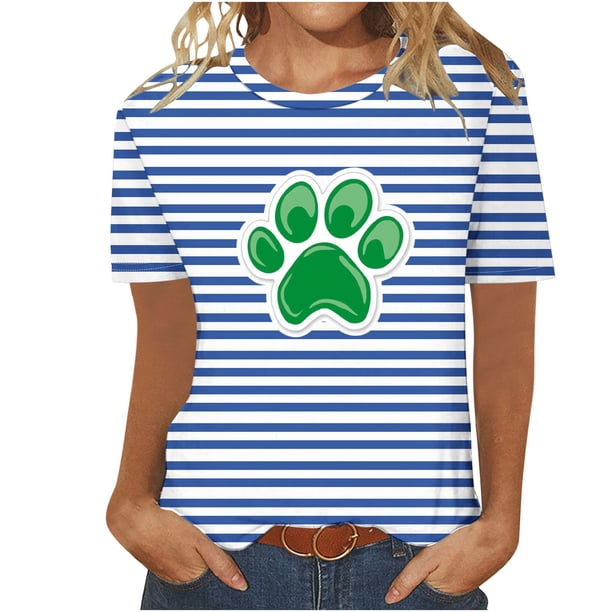 Camisetas Casuales de Mujer Nueva Moda Impresa Cuello Tripulado Manga Corta, Top Ligero para Diario Y Fiesta