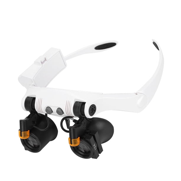 Lupa de cabeza LED ANGGREK con lentes acrílicas 3 4 5 6 7 10X dos luces LED