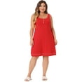 thumbnail image 3 of DARING DIVA Women's Plus Size Sleeveless Round Neck Lounge Nightgowns 4X Red, 3 of 6