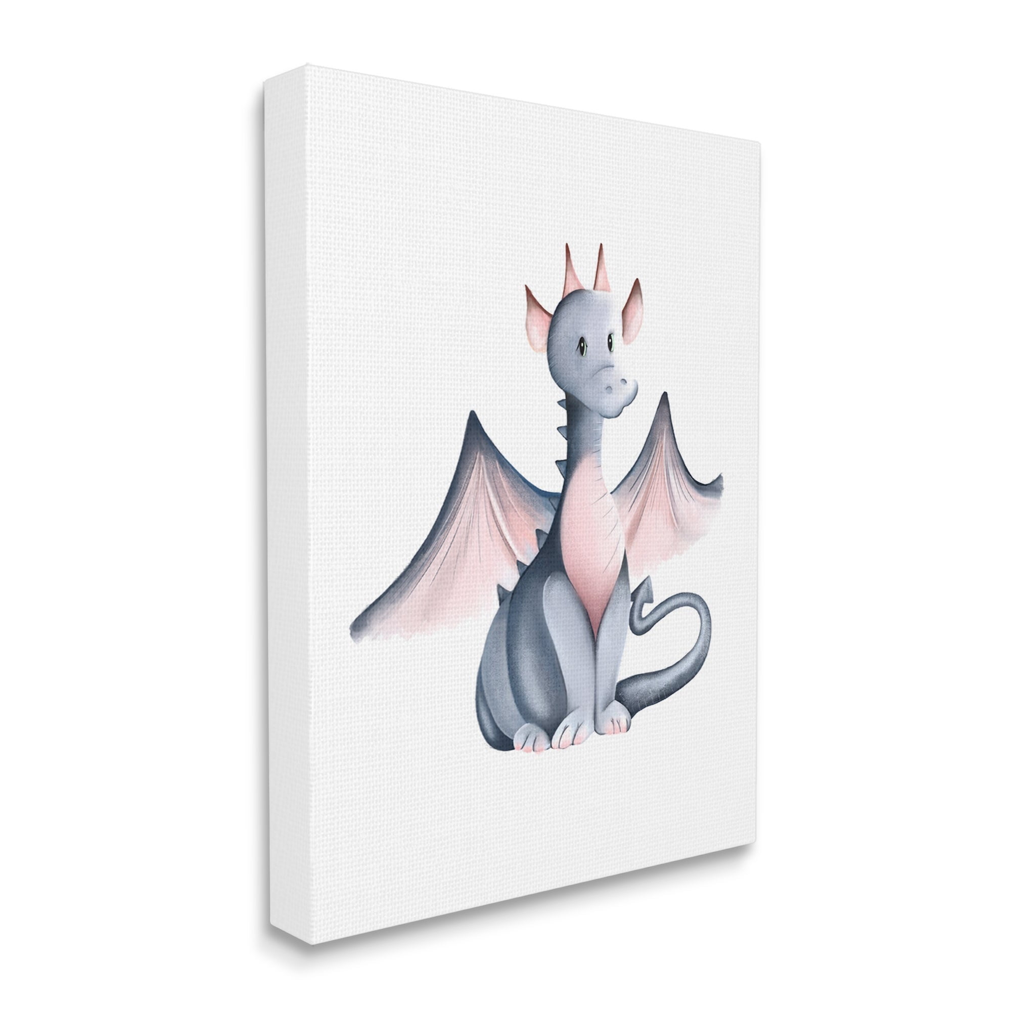 Stupell Industries Whimsical Dragon Sitting Fantasy Creature Wings Painting Painting Gallery Wrapped Canvas Print Wall Art, Design by Studio Q