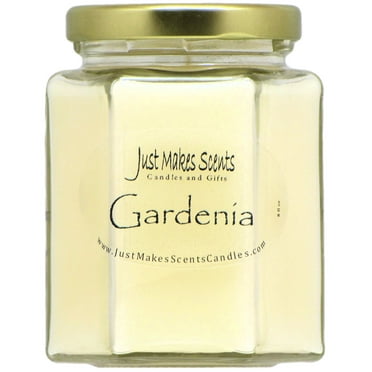 Just Makes Scents Gardenia 8oz Scented Jar Candle with 40 h Burn Time, Soy Wax and Cotton Wicks