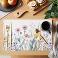 thumbnail image 2 of Pink Wildflower Placemats Set of 2, Spring Watercolor Floral Leaves Non-Slip Place Mats Washable Table Mats for Kitchen Dining Table Decorations Indoor/Outdoor, 2 of 9
