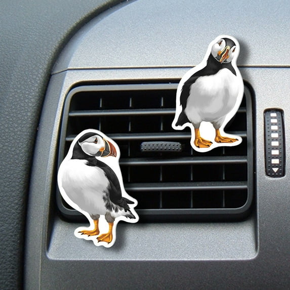 WIRESTER Set of 2pcs Car Air Freshener Fragrance Vent Clip Interior Decoration for Cars with Lemon Scented Pad - Atlantic Puffin Birds