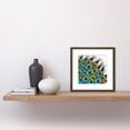 thumbnail image 2 of Colourful Peacock Feather Abstract Oil Painting Square Wooden Framed Wall Art Print Picture 8X8 Inch, 2 of 4