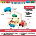 thumbnail image 2 of Bundaloo Magnetic Car Loader Truck with Lift - Wooden Carrier Vehicle Toy for Kids 3 and Up - Magnetic Crane and Cars, Removable Trailer - Educational Set for Learning Color, Imagination and Sorting, 2 of 6