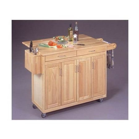 home styles 5023-95 wood top kitchen cart with breakfast bar, natural (Best Finish For Wood Bar Top)