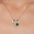 thumbnail image 3 of Gem Stone King 925 Sterling Silver Green Nano Emerald and White Lab Grown Diamond Pendant Necklace for Women | 1.05 Cttw | Gemstone May Birthstone | Heart Shape 7MM | With 18 inch Chain, 3 of 6
