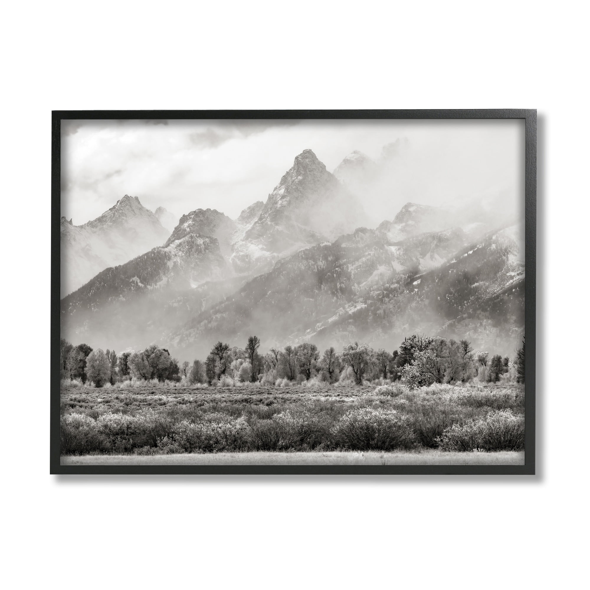 Stupell Industries Foggy Mountain Peaks Landscape Landscape Photography Gray Framed Art Print Wall Art