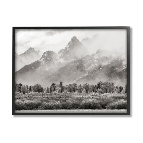 Stupell Industries Foggy Mountain Peaks Landscape Landscape Photography Black Framed Art Print Wall Art