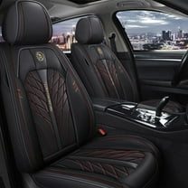 Maidao Car Seat Covers Leather Set for Isuzu for Rodeo 1988-2004 5 Seats Compatible Airbag Waterproof Front Rear Cushion Protector Black and Red