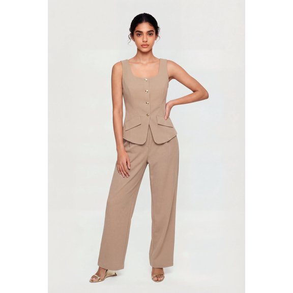 Women's High Waisted Pleated Wide Leg Dress Pants