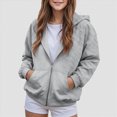 thumbnail image 2 of Staki Girl's Solid Hoodie Zip Up Long Sleeve Preppy Cute Sweatshirts Hoodies Tween Girls Trendy Clothes 1-14Y(Gray,3-4 Years), 2 of 7