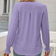 thumbnail image 4 of tklpehg Womens Tops Dressy Casual Solid Color Long Sleeve Shirts Fall Loose Lightweight Blouse V-Neck Tunic Tops Ladies Tops Casual Pullover Top Purple L, 4 of 5