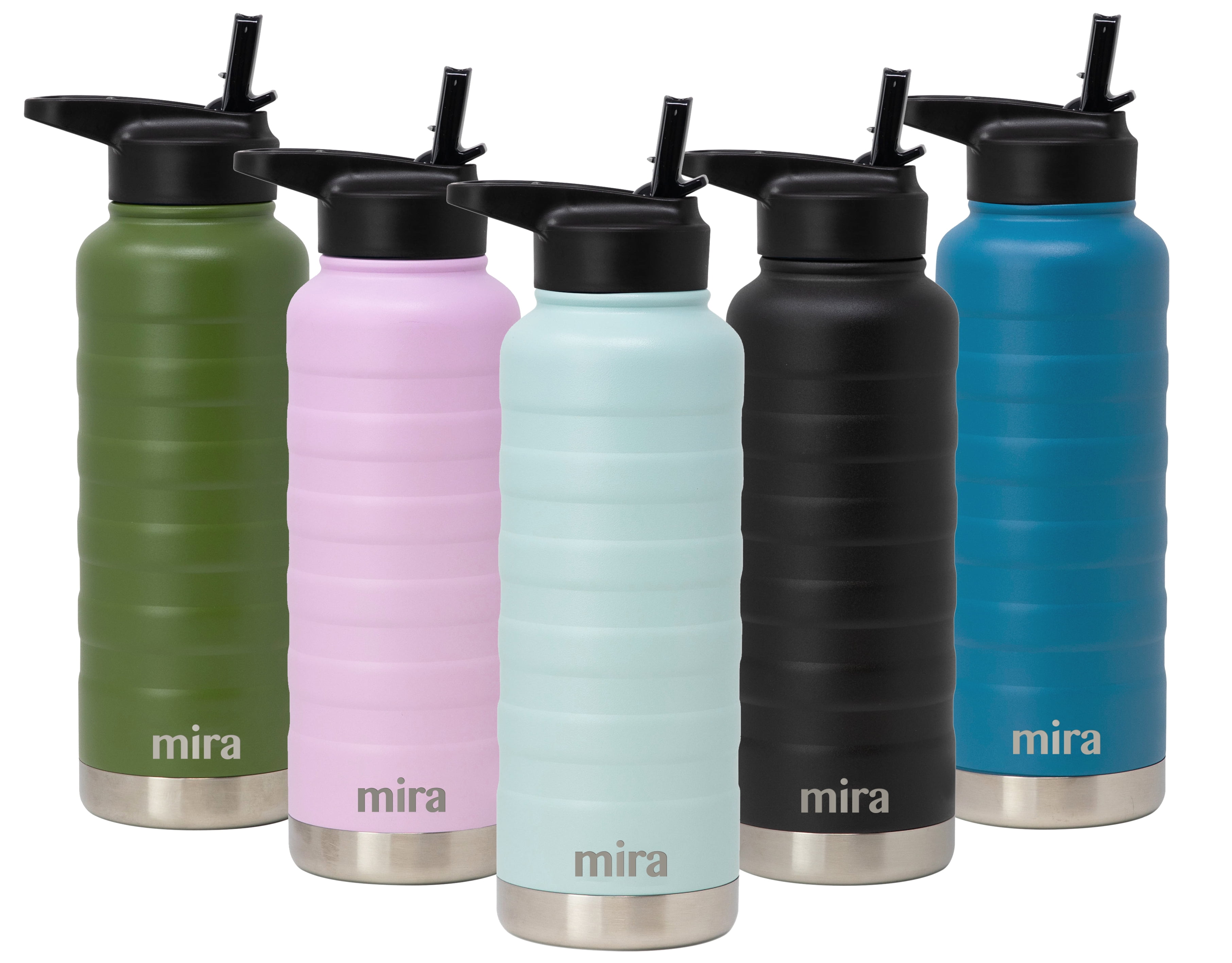 MIRA 32 Oz Stainless Steel Vacuum Insulated Ridge Water Bottle | Double