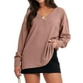 thumbnail image 3 of Hibeli Women Casual V Neck Long Sleeve Knit Sweater Loose Pullover Sweatshirt, 3 of 3