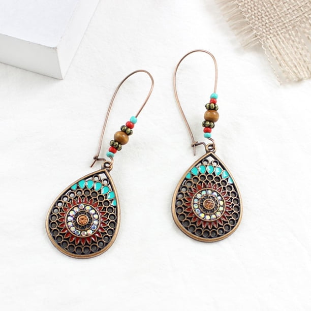 Pendientes para mujer, regalos para mujer, pendientes geométricos con colgante de gota de agua estilo bohemio vintage, pendientes para mujer, joyería, pendientes vintage
