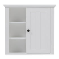 LuxenHome White Wood Bathroom Wall Storage Cabinet, 21" Wide Small Above/Over The Toilet Wall Mounted Cabinet with 1 Door and Adjustable Shelves