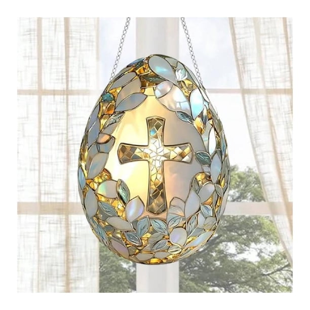 Fiudx Atrapasol Acrílico, Decoración Vibrante de Vitrales, Hermoso Diseño de Reflector de Luz, Bendiciones Edificantes para El Hogar, Regalos de Pascua, para Uso En La Oficina o El Jardín, Artesanía