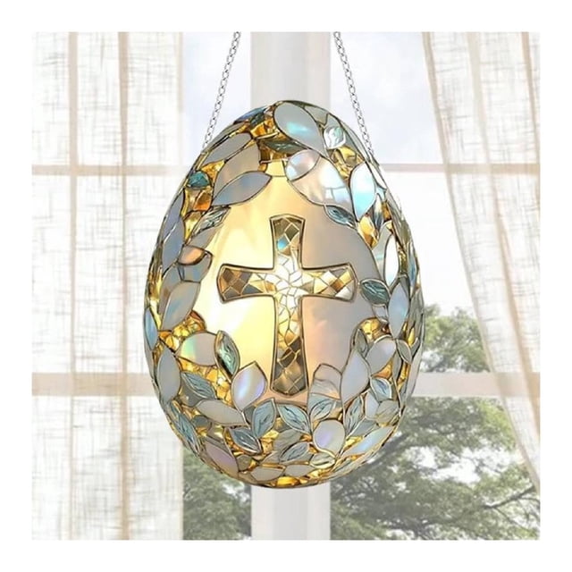 Wmhnj Atrapasueños de Pascua 2025, adorno de vitral para colgar en la ventana con diseño de conejo para sala de estar, jardn, coche, 6,3 pulgadas