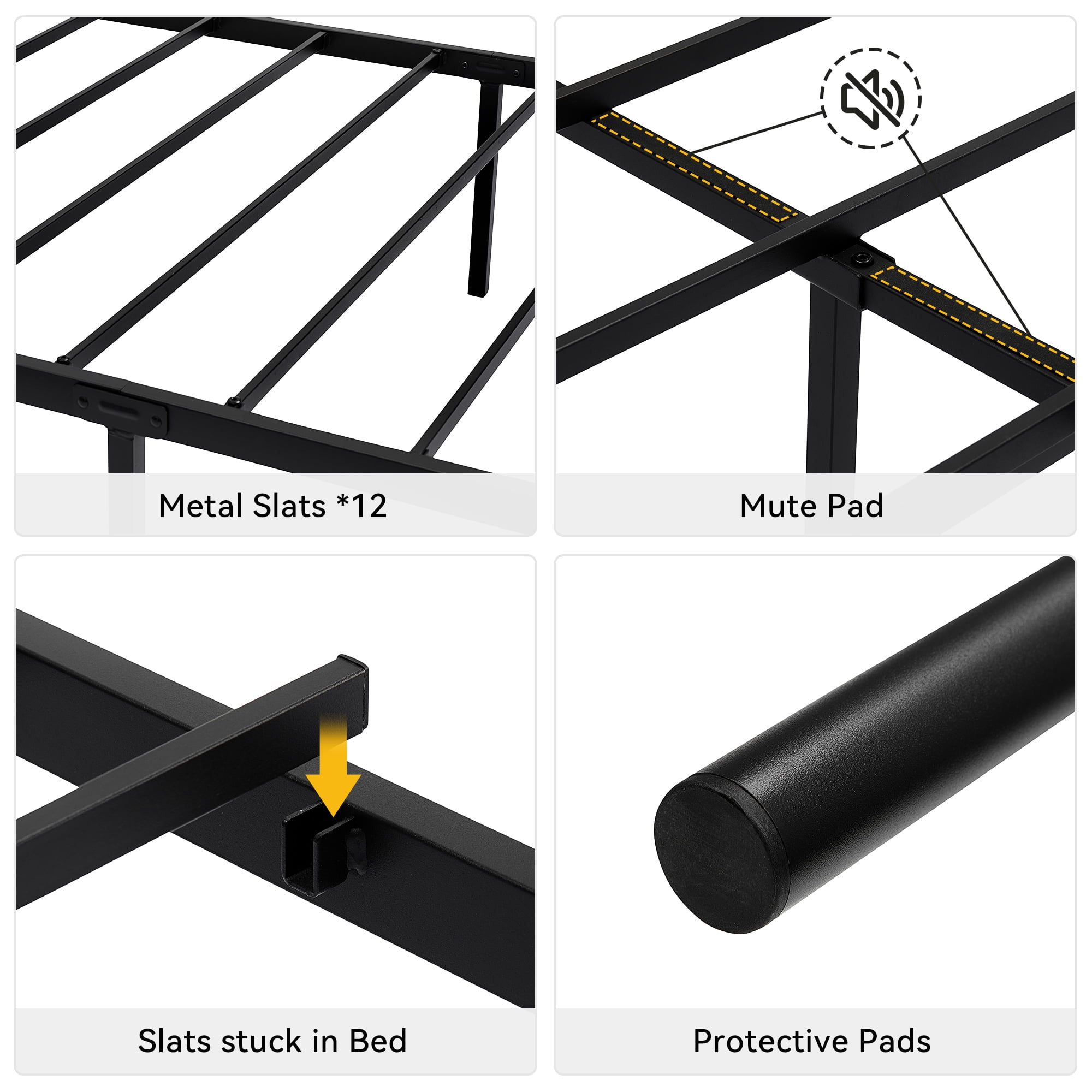 King Size Bed Frame with Headboard and Footboard,Bed Frame King Size,Metal Bed Mattress Foundation,Under Bed Storage,No Box Spring Needed