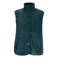 thumbnail image 5 of Women's Sleeveless Faux Fur Vest, Stand Collar Patchwork Jacket, Lightweight Fleece Vest with 3 Pockets, Casual Commute Vest, Button Front Vest Blackish Green L, 5 of 5